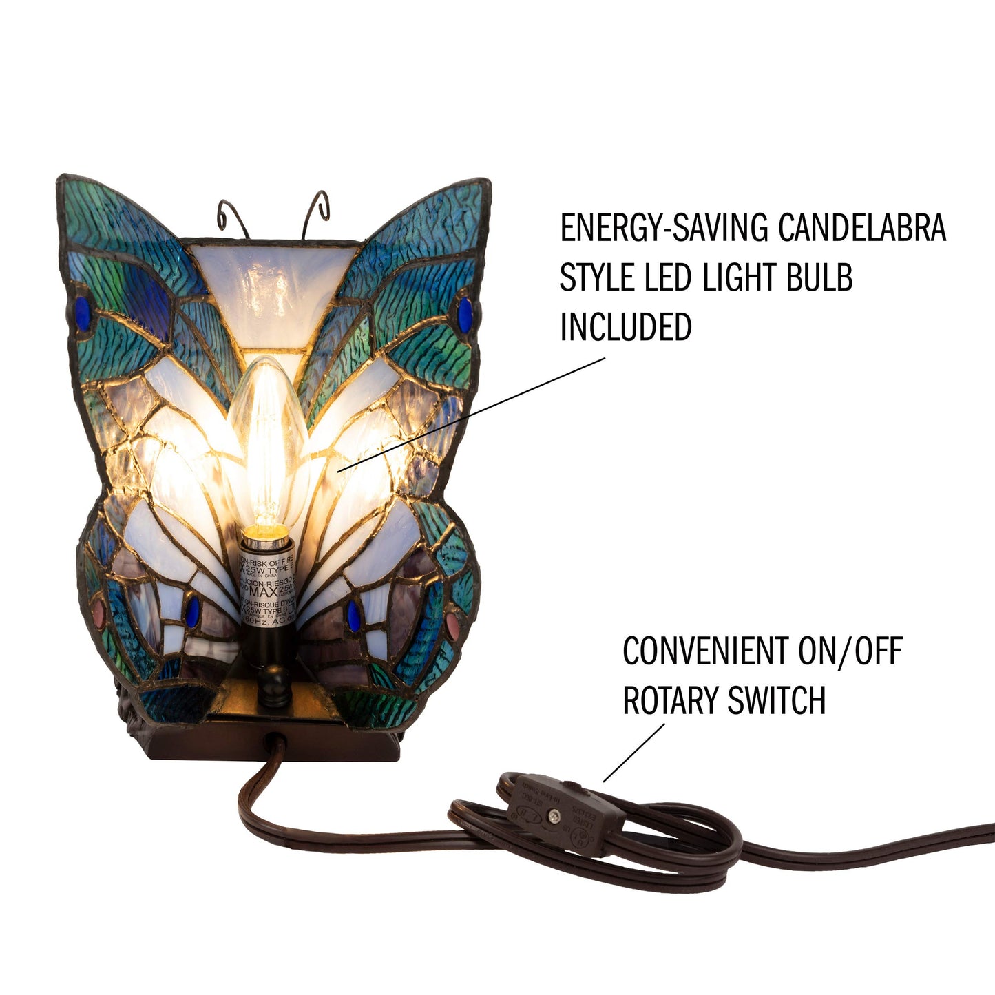 GlowWing β Handcrafted Stained Glass Butterfly Lamp