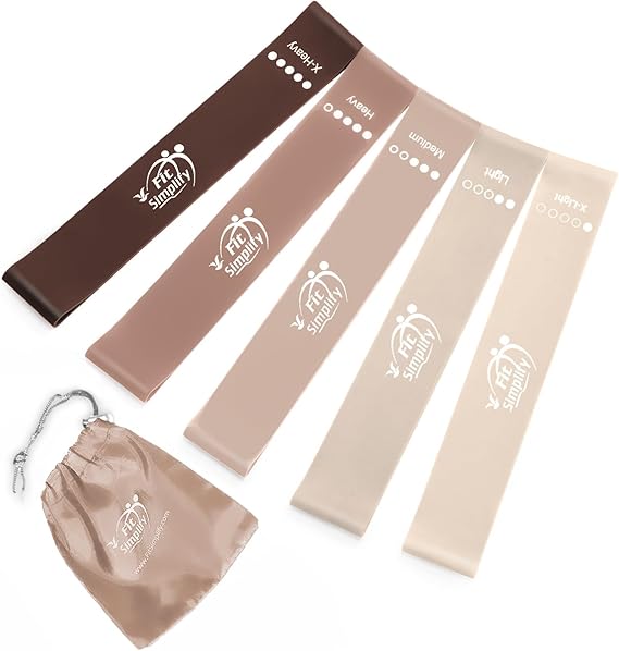 Fit Simplify Resistance Loop Exercise Bands with Instruction Guide and Carry Bag