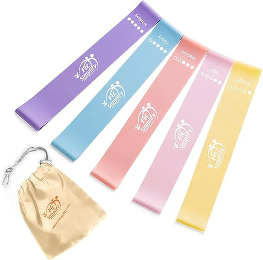 Fit Simplify Resistance Loop Exercise Bands with Instruction Guide and Carry Bag