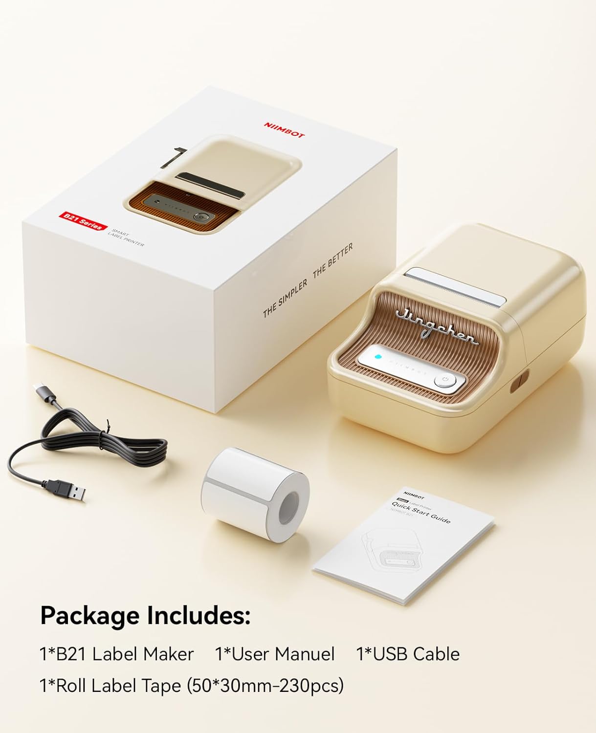 NIIMBOT B21 Bluetooth Label Maker – 2" Inkless Thermal Printer for Small Business & Gifts
