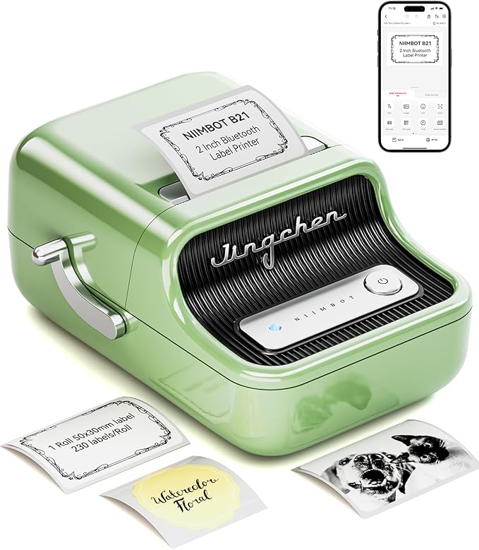 NIIMBOT B21 Bluetooth Label Maker – 2" Inkless Thermal Printer for Small Business & Gifts