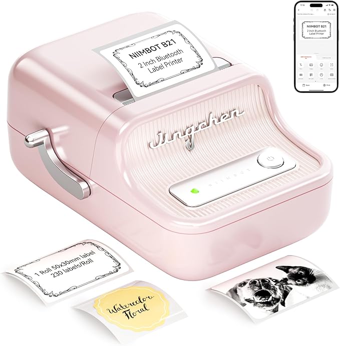 NIIMBOT B21 Bluetooth Label Maker – 2" Inkless Thermal Printer for Small Business & Gifts