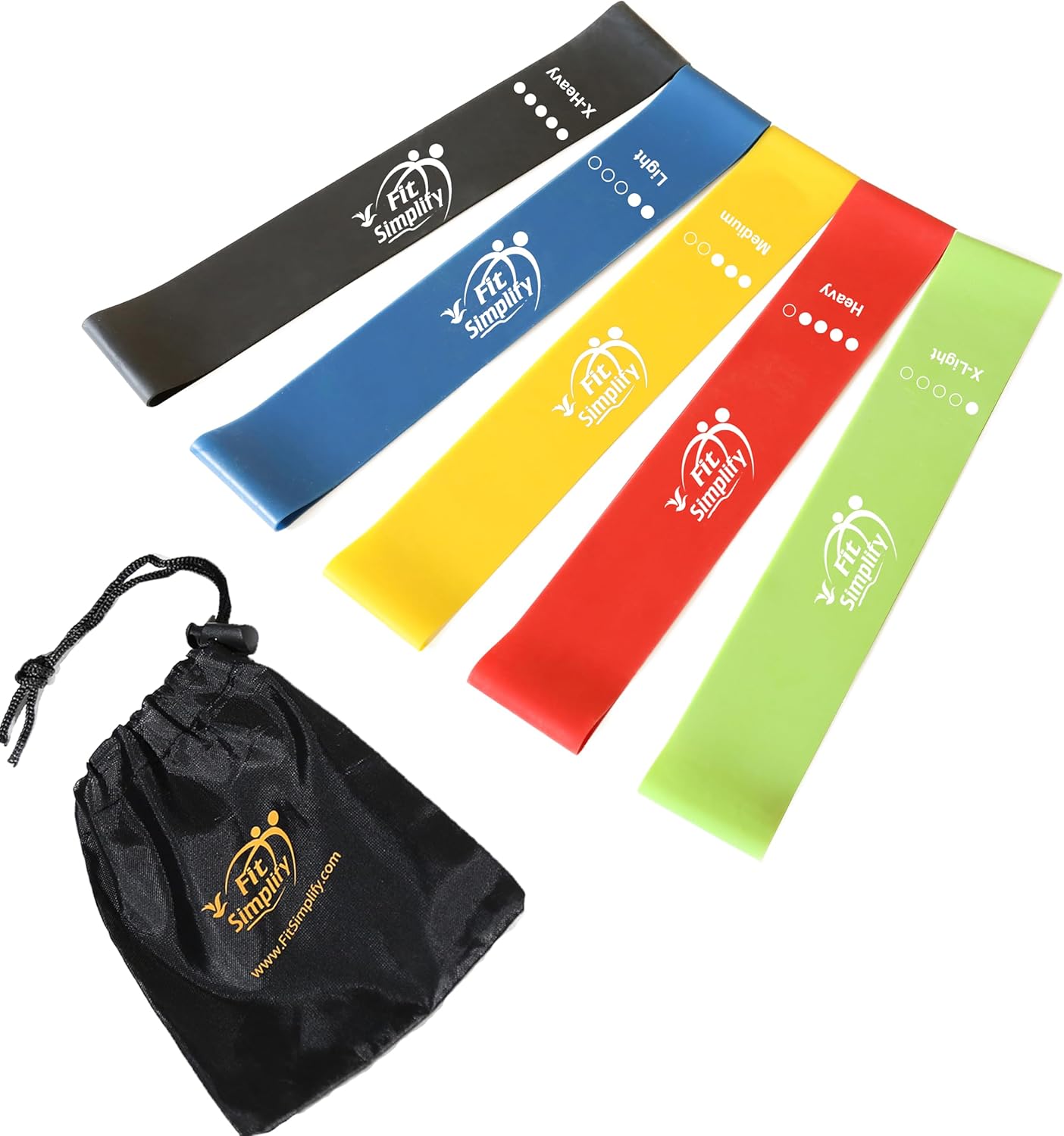Fit Simplify Resistance Loop Exercise Bands with Instruction Guide and Carry Bag
