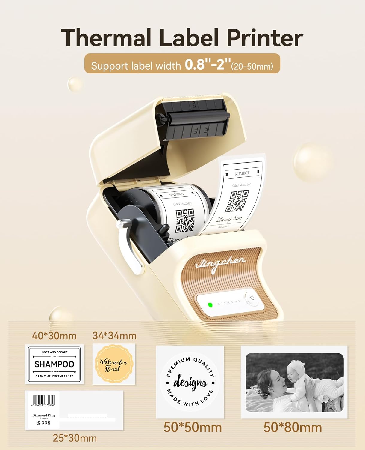 NIIMBOT B21 Bluetooth Label Maker – 2" Inkless Thermal Printer for Small Business & Gifts