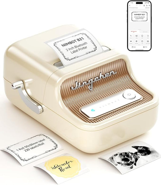 NIIMBOT B21 Bluetooth Label Maker – 2" Inkless Thermal Printer for Small Business & Gifts