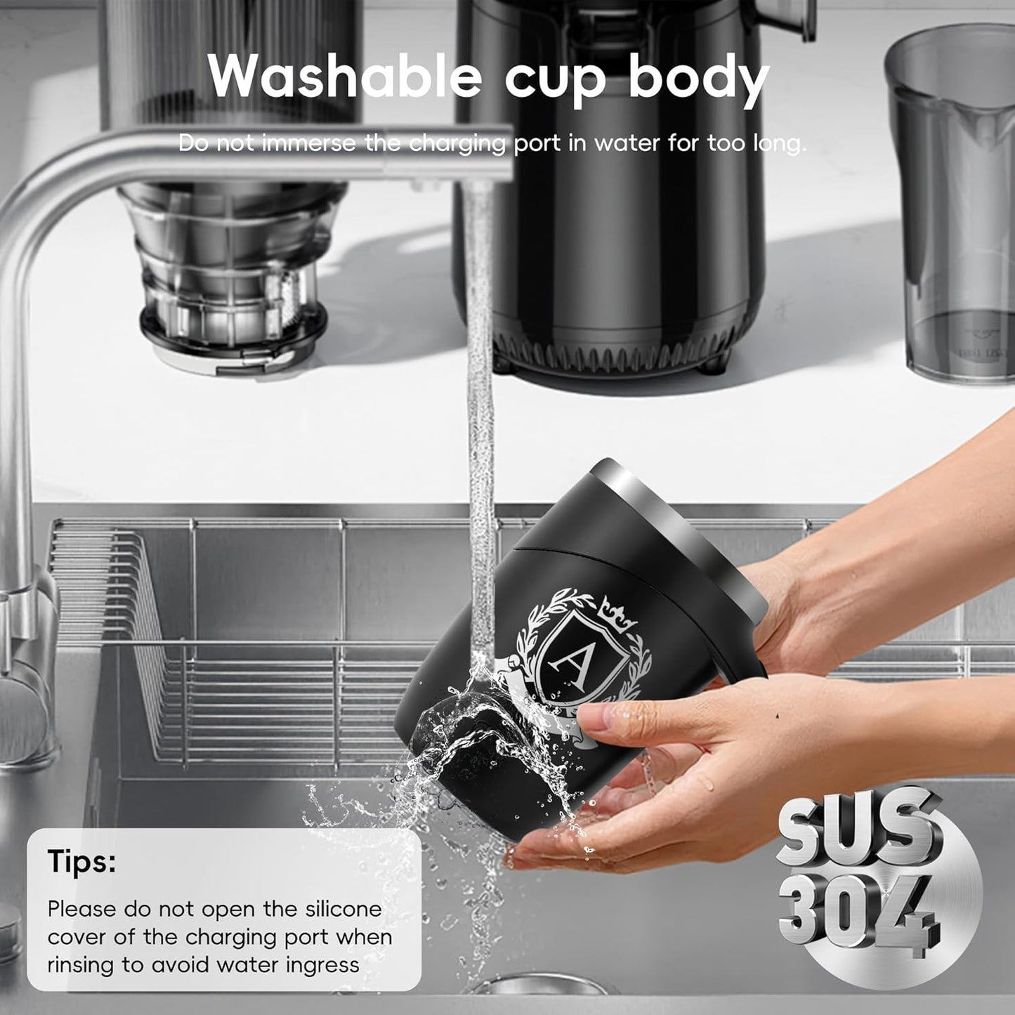 Initial Magnetic Stirring Coffee Mug with Lid Handle Automatic