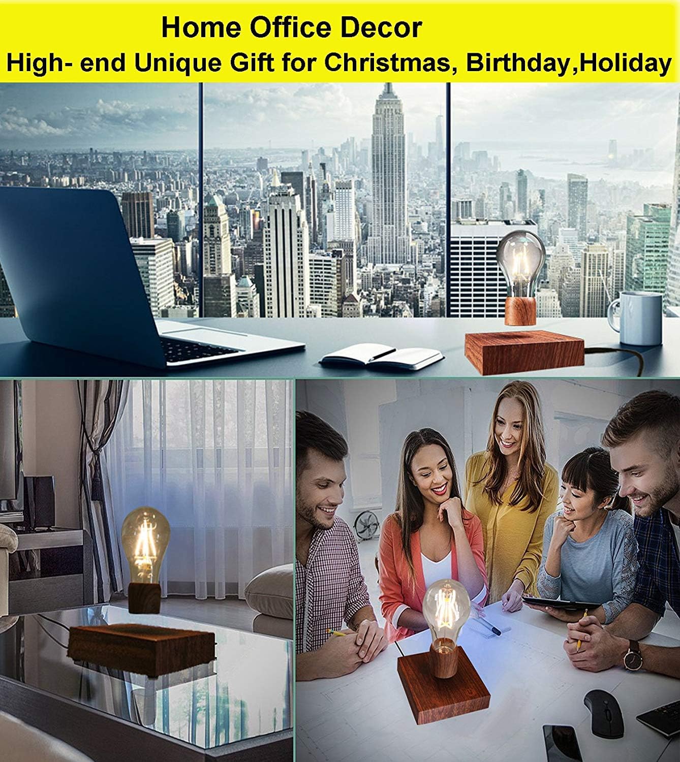 Magnetic Levitating Floating Wireless LED Light Bulb Desk Lamp