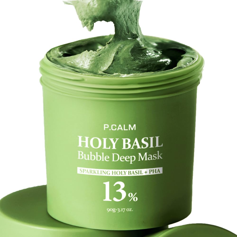 P.CALM Holy Basil Bubble Deep Mask – 90g Sparkling Bubble Detox with Holy Basil + PHA