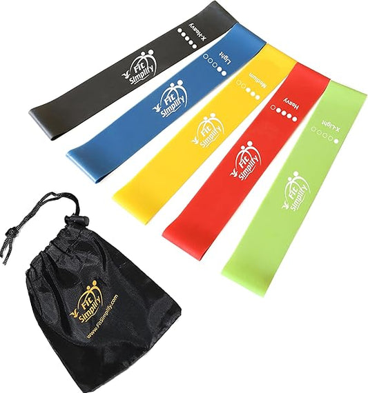 Fit Simplify Resistance Loop Exercise Bands with Instruction Guide and Carry Bag