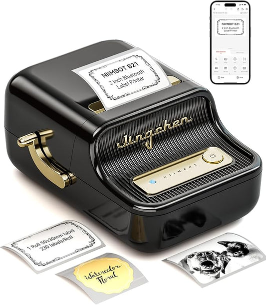 NIIMBOT B21 Bluetooth Label Maker – 2" Inkless Thermal Printer for Small Business & Gifts